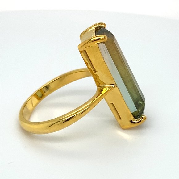 Bi Color Tourmaline 9.20ct Solid 14K Yellow Gold Ring - Picture 4 of 7
